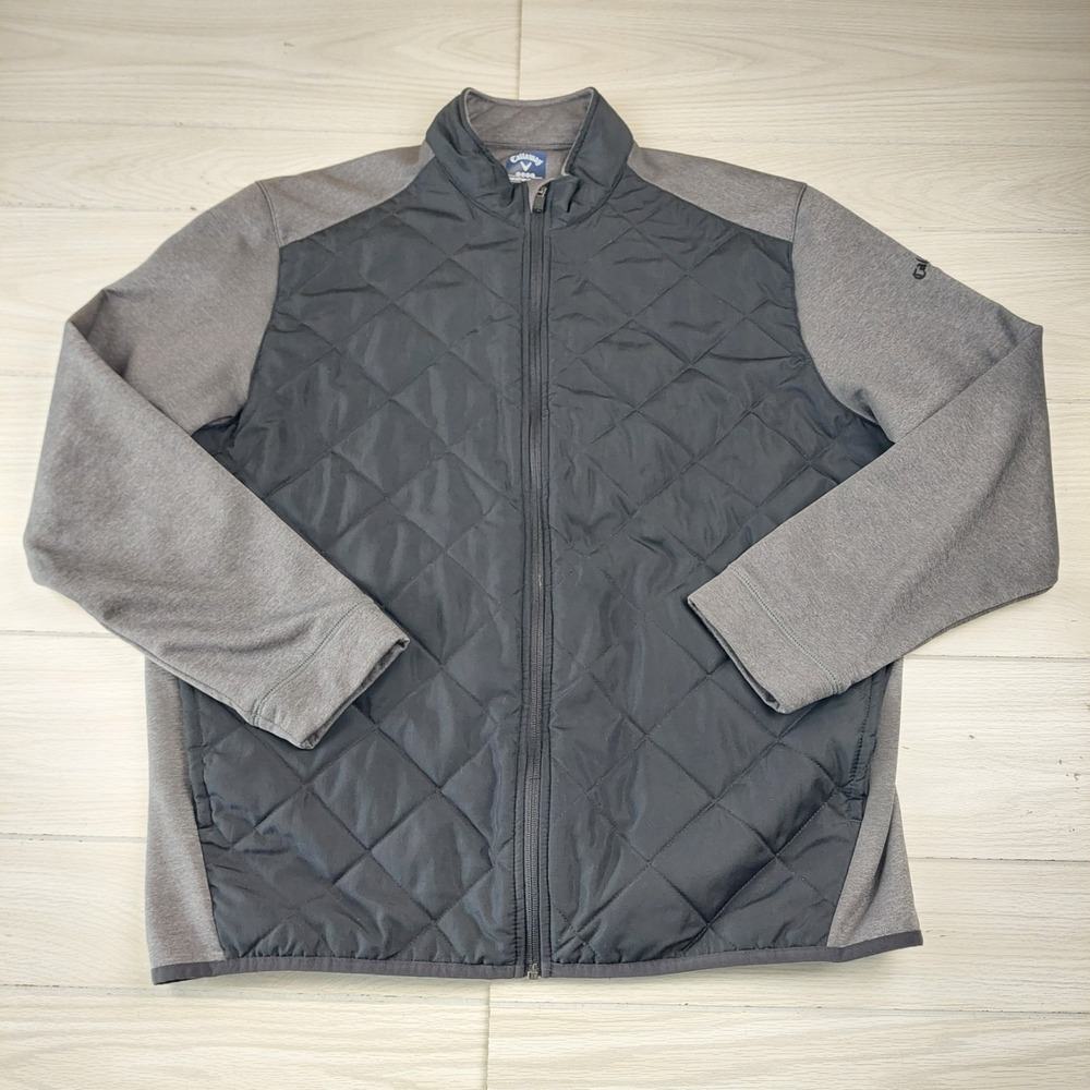 Callaway Weather Series Hybrid Jacket Mens XL Grey Black Quilted Full Zip Golf
